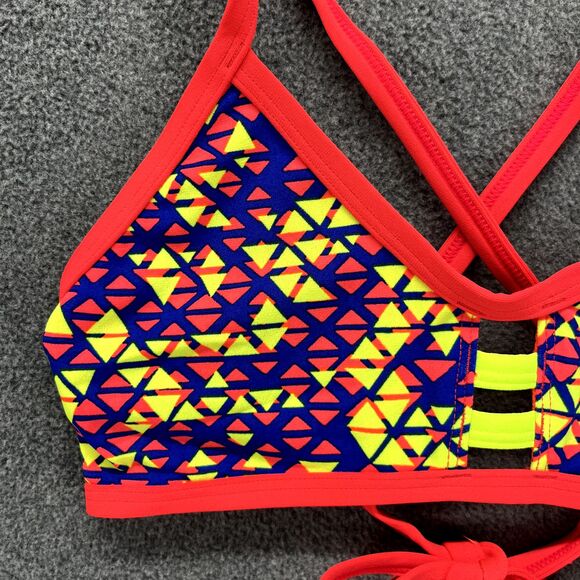 TYR Bikini Top Womens Large 10 12 Red Modena Pacific Tie back Swimwear - Picture 3 of 16